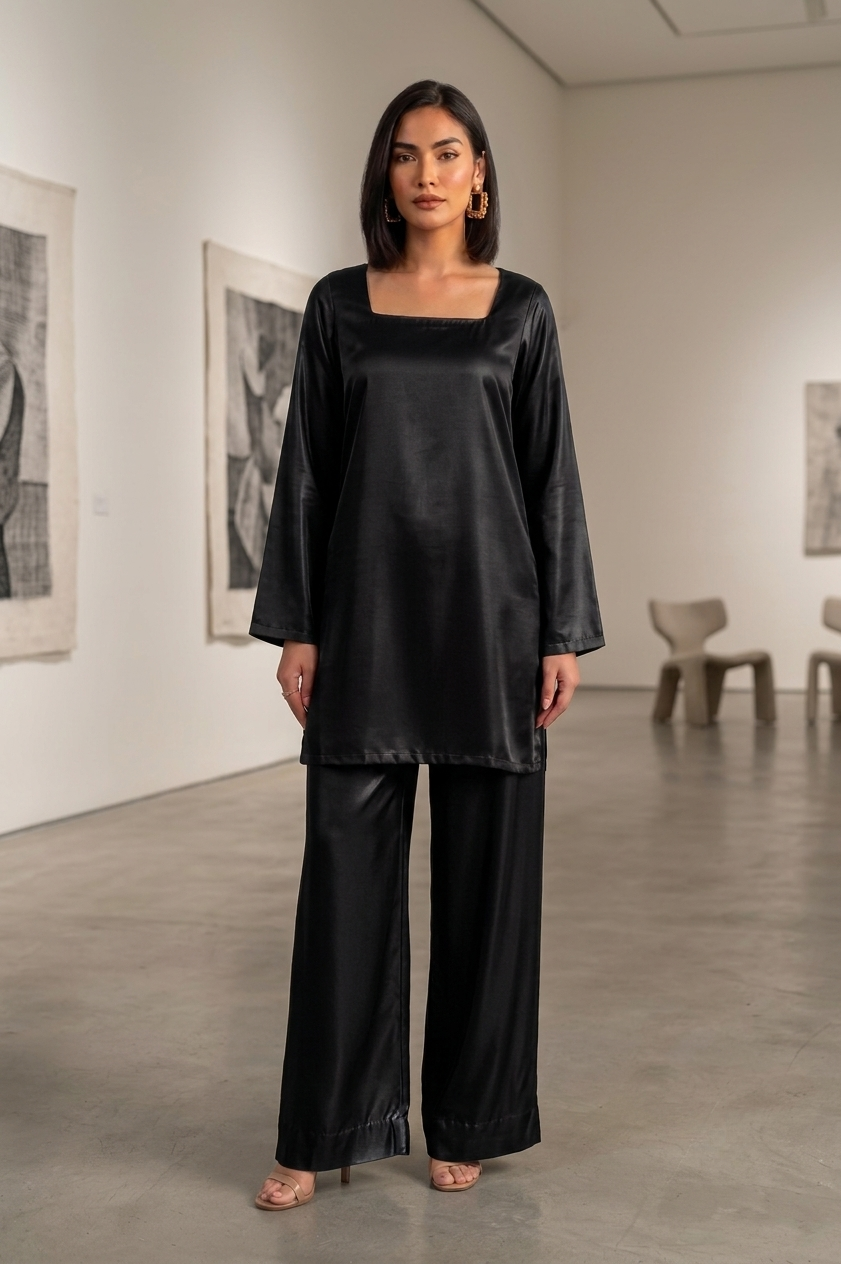 Unstitched Silk Fabric - Midnight Black