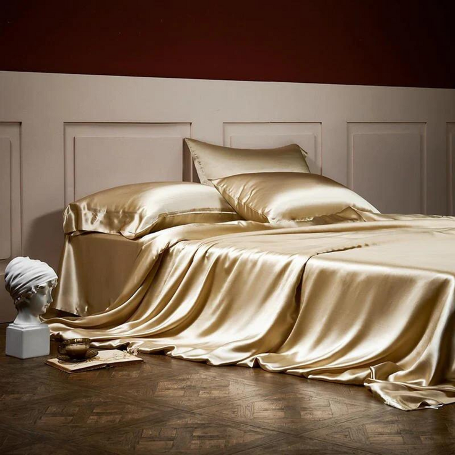 Amber Gold Silk Bedsheet Set